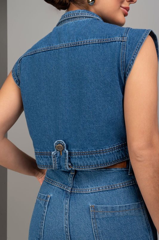 Colete Jeans Botoes Ouro Velho Frysaide