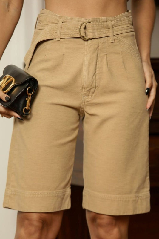 Bermuda Bege Frysaide Com Cinto