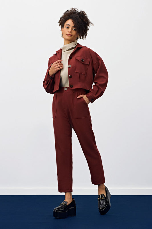 Blusa Cinza Manga Curta Gola Meia Loka