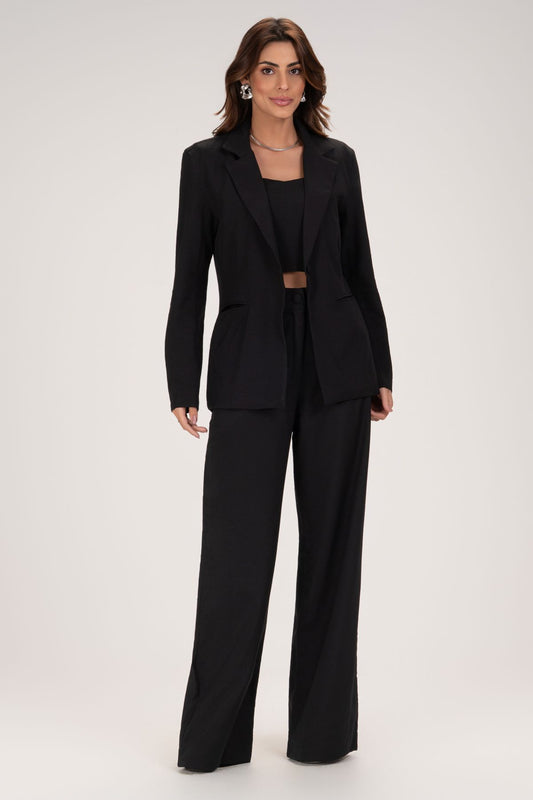 Blazer Frysaide Preto Alfaiataria Lapela