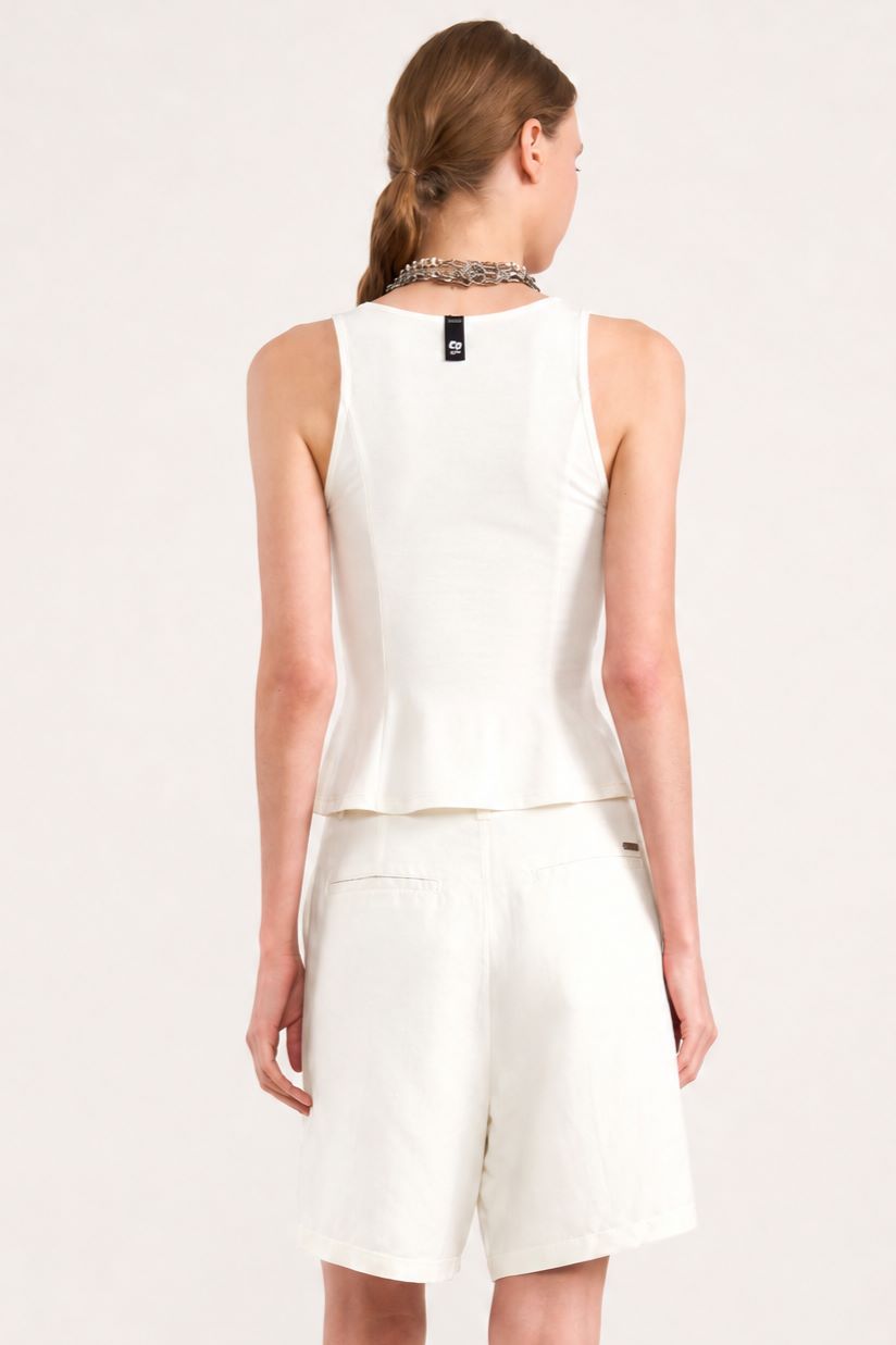 Blusa Colcci Off White Decote V Barra Peplum