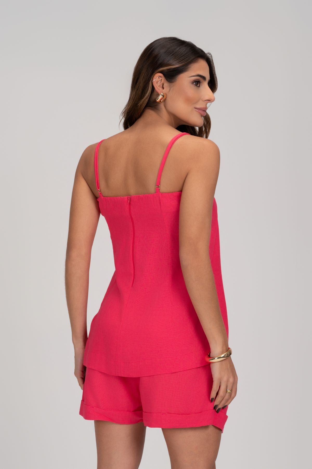 Blusa De Linho Hot Pink Frysaide