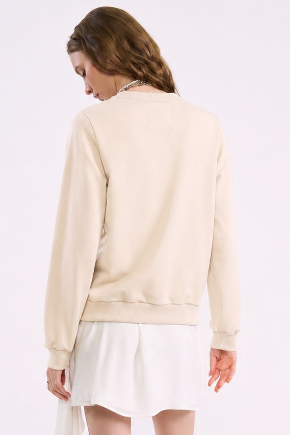 Blusão Colcci Taupe Moletom Logo Relevo