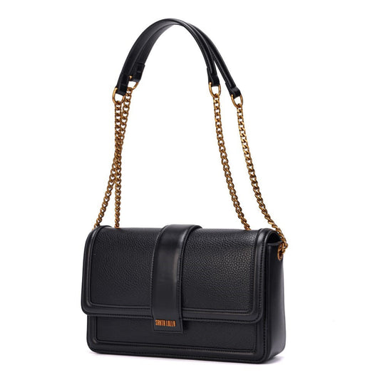 Bolsa Baguete Santa Lolla Preta Alça Correntes