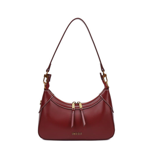 Bolsa Baguete Santa Lolla Vinho Costura Contraste