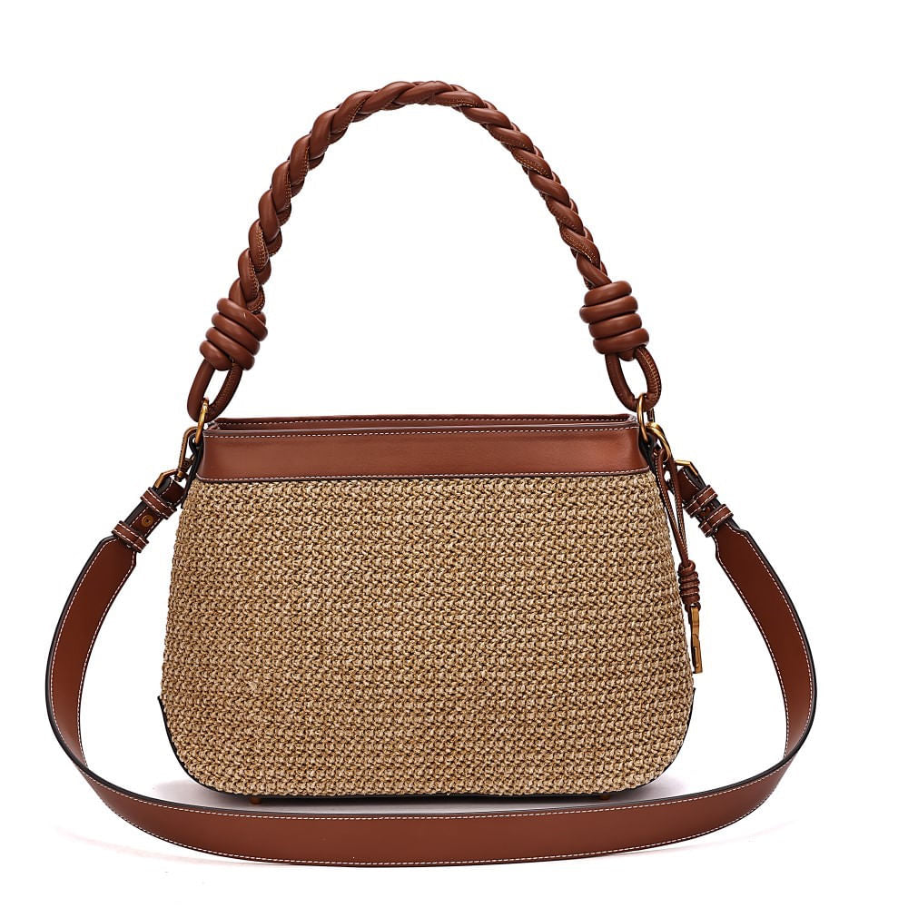 Bolsa Bege Santa Lolla Tramado Alça Dupla