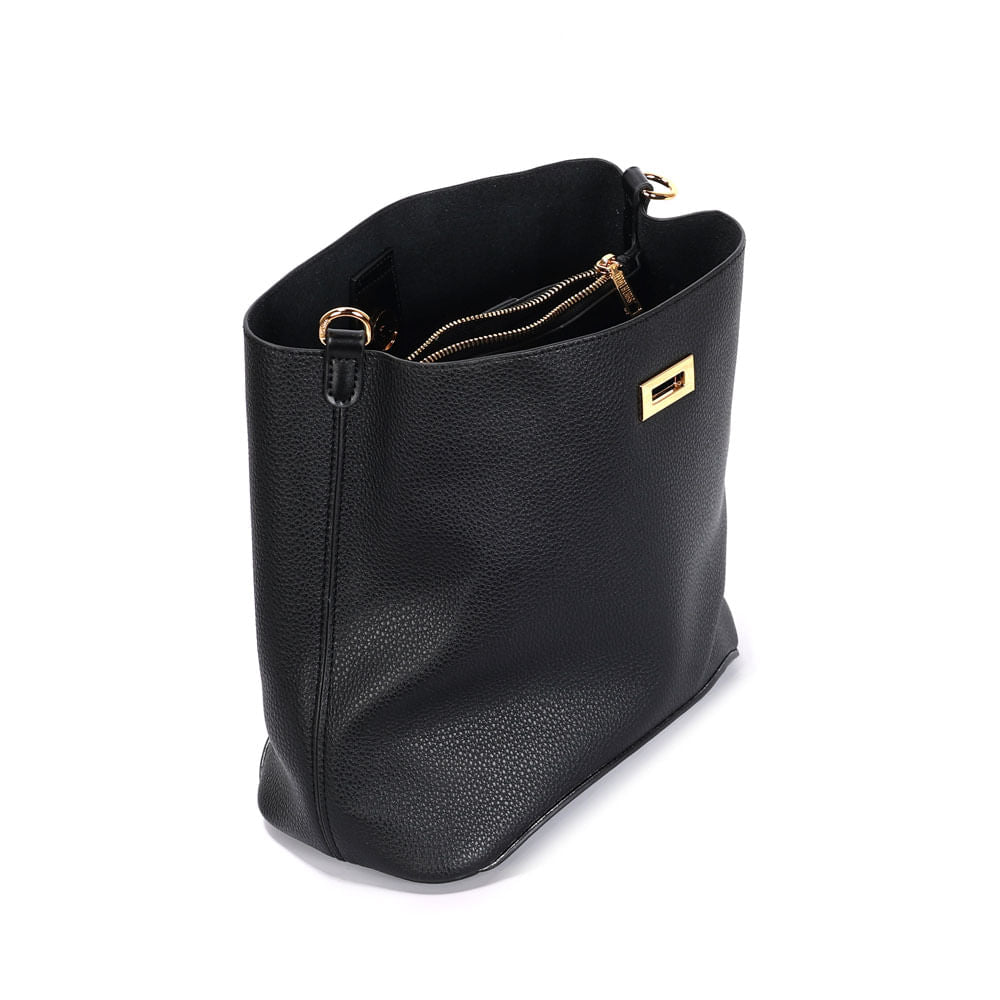Bolsa Bucket Santa Lolla Preta Alça Dupla