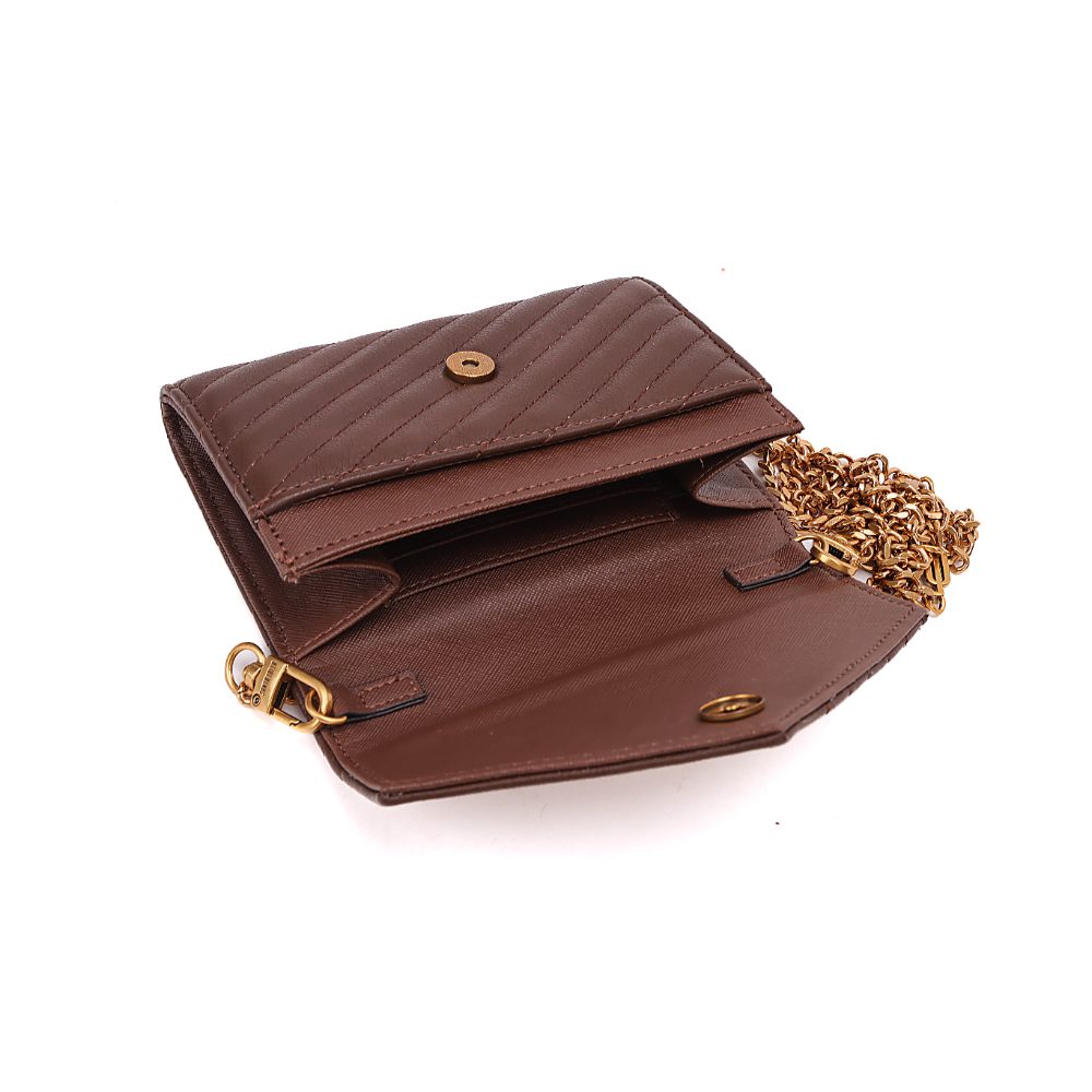 Bolsa Carteira Santa Lolla Marrom Alça Corrente