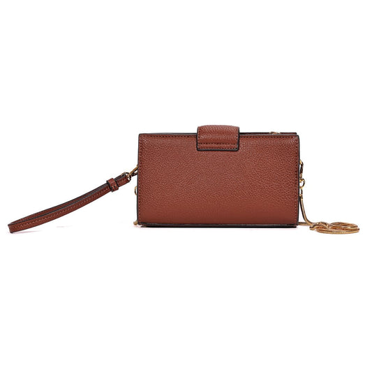 Bolsa Carteira Santa Lolla Marrom Alça Transversal Corrente