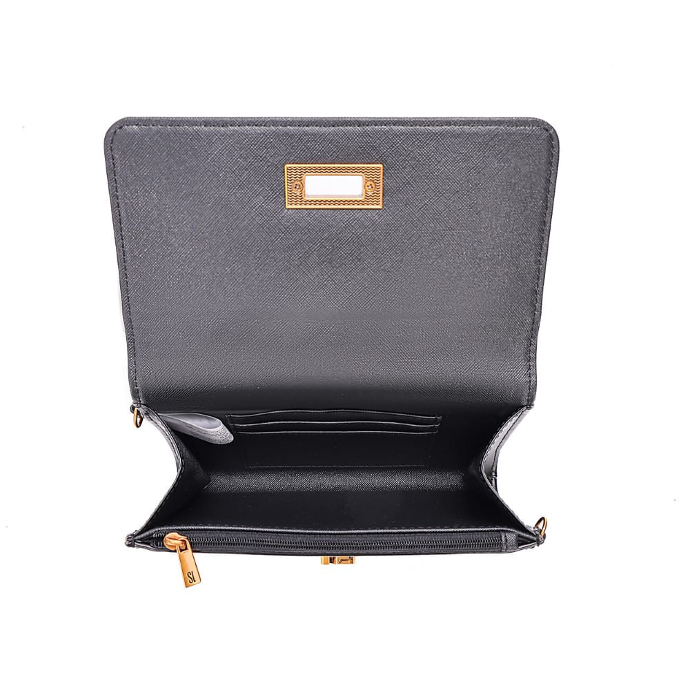 Bolsa Carteira Santa Lolla Preta Alça Corrente Transversal