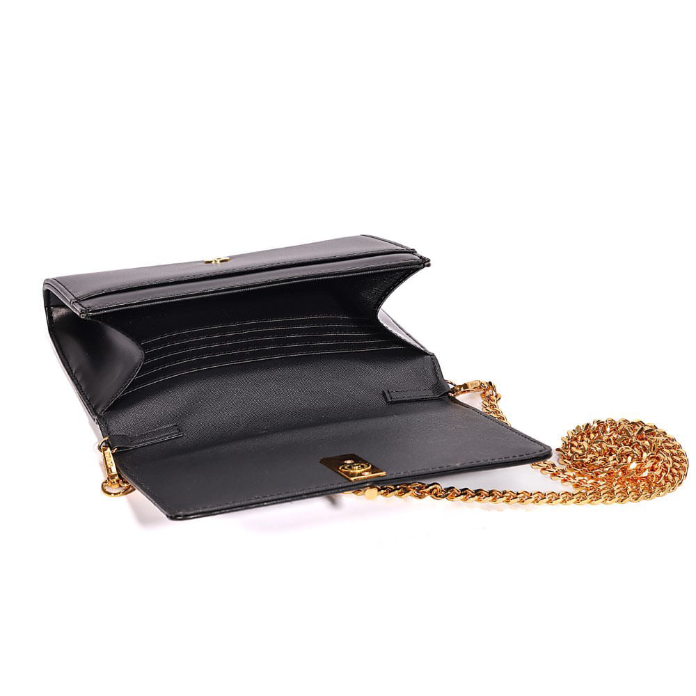 Bolsa Carteira Santa Lolla Preta Alça Correntes