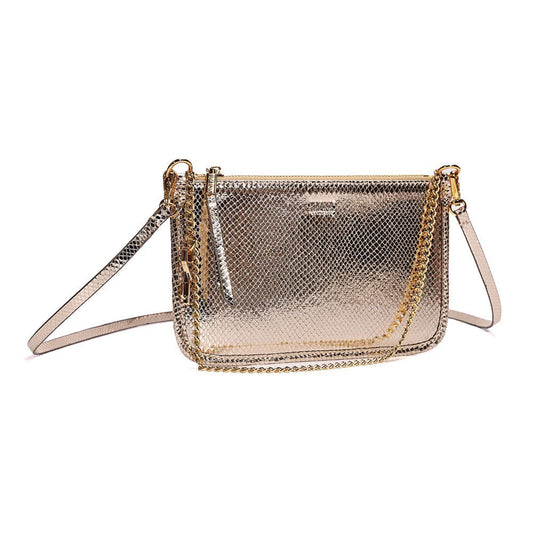Bolsa Clutch Transversal Santa Lolla Dourada Metalizada