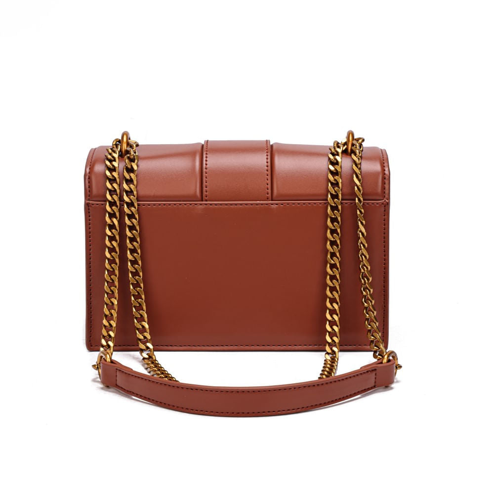 Bolsa Marrom Santa Lolla Alça Corrente Transversal