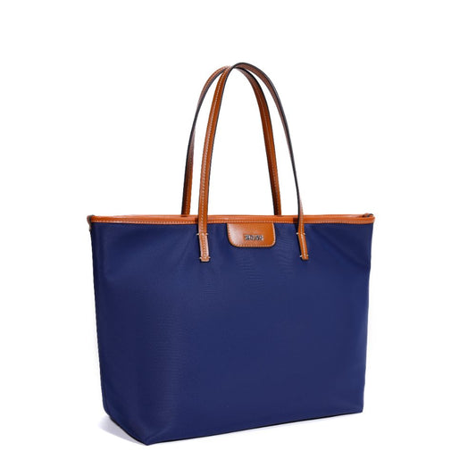 Bolsa Shopper Santa Lolla Azul Nylon Viés Nude