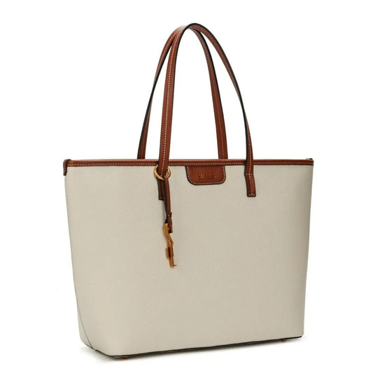 Bolsa Shopper Santa Lolla Off White Viés Caramelo