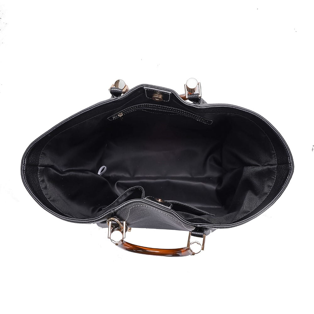 Bolsa Shopper Santa Lolla Preta Pesponto Com Necessaire