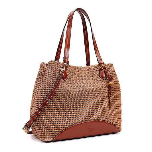 Bolsa Tote Santa Lolla Bege Tramado Alça Tiracolo