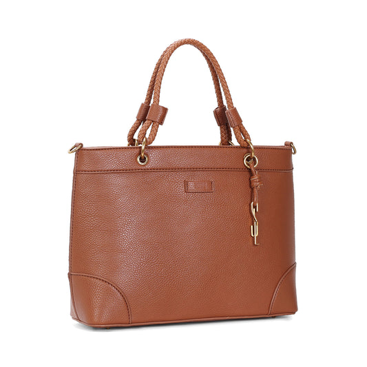 Bolsa Tote Santa Lolla Caramelo Alça Trançada
