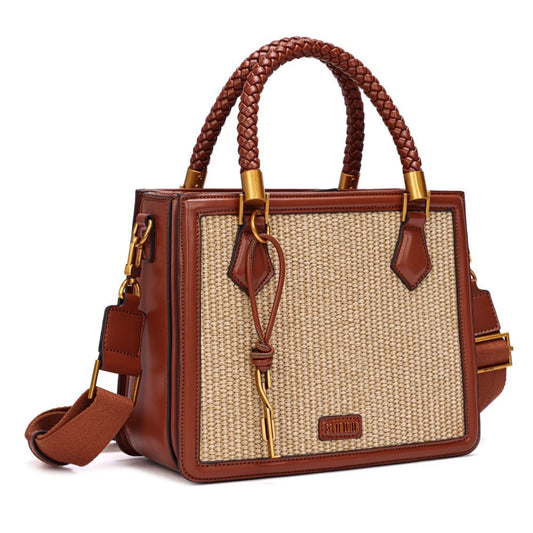 Bolsa Tote Santa Lolla Caramelo Tramada Alça Dupla