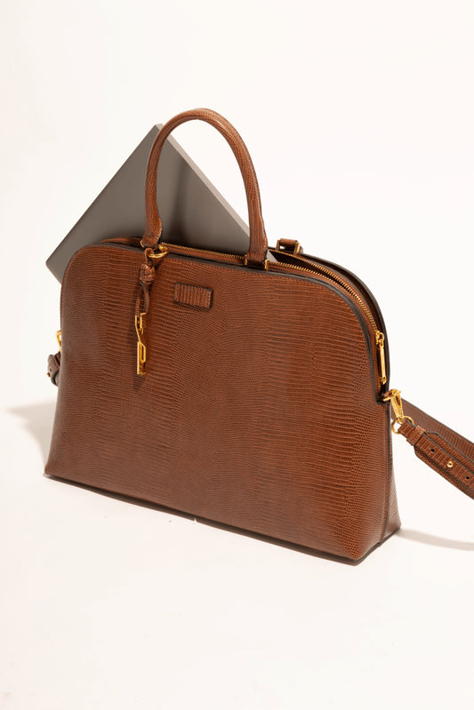 Bolsa Tote Santa Lolla Marrom Alça Dupla