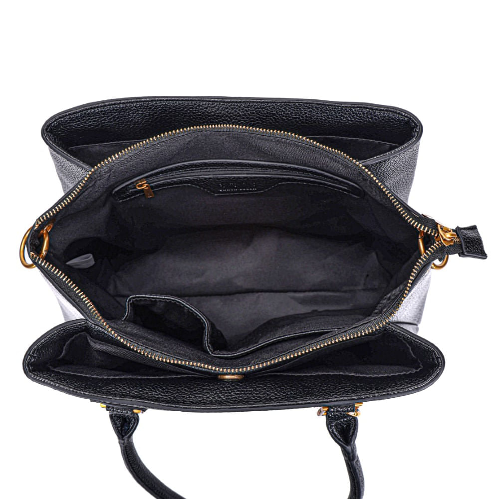 Bolsa Tote Santa Lolla Preta Alça Dupla Tiracolo