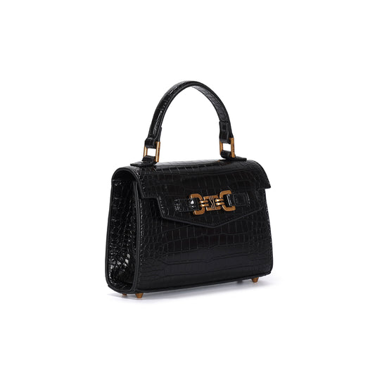 Bolsa Tote Santa Lolla Preta Croco Alça Tiracolo