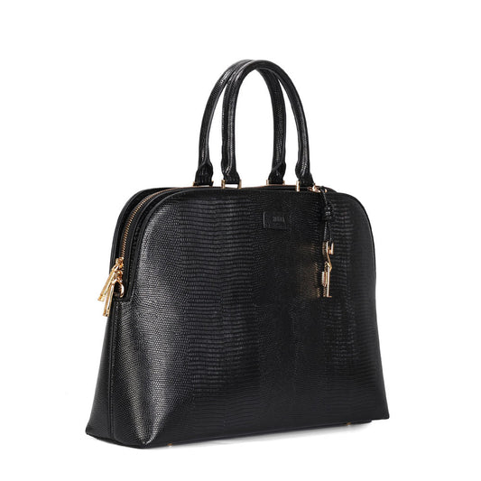 Bolsa Tote Santa Lolla Preta Lizzard Alça Dupla