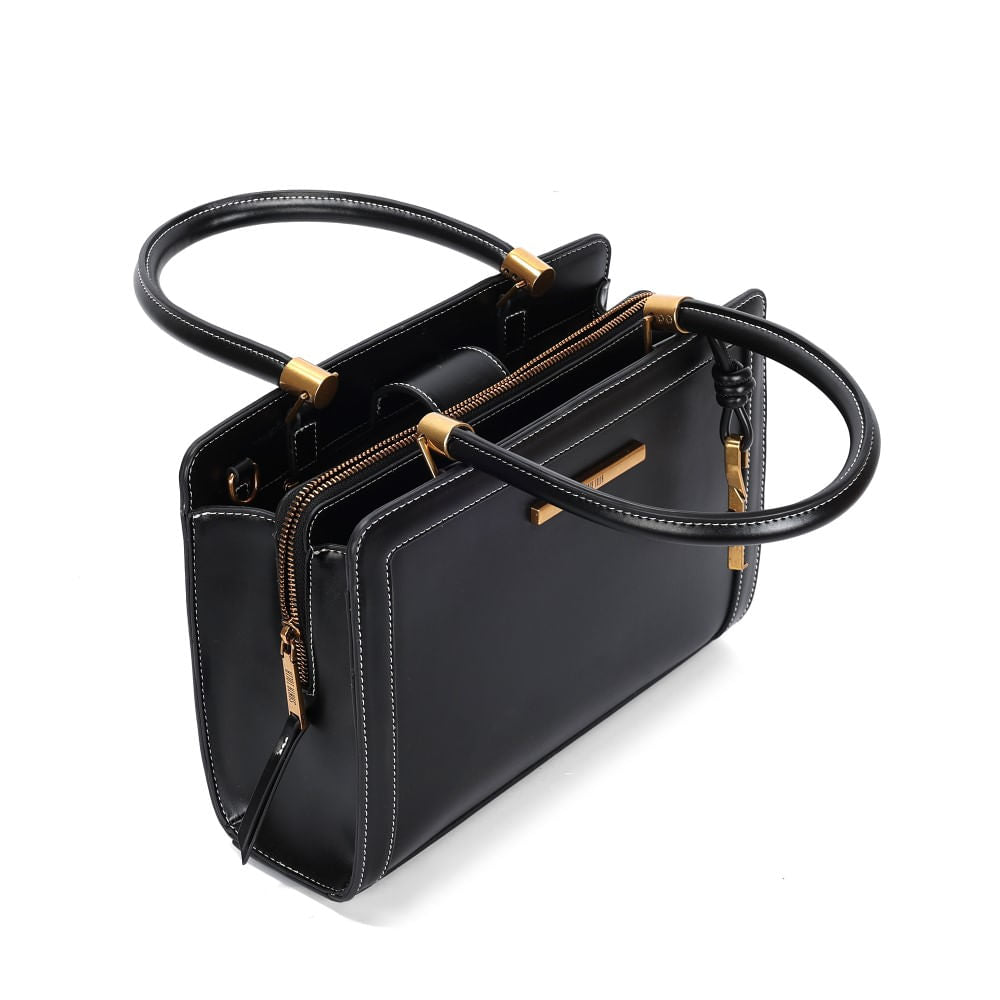 Bolsa Tote Santa Lolla Preta Pesponto