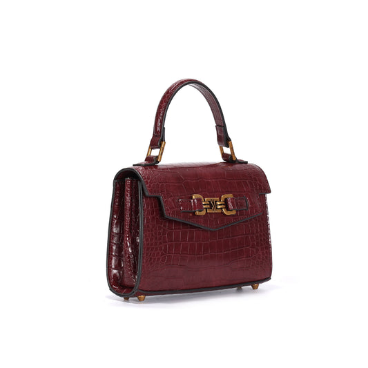 Bolsa Tote Santa Lolla Vinho Croco Alça Tiracolo