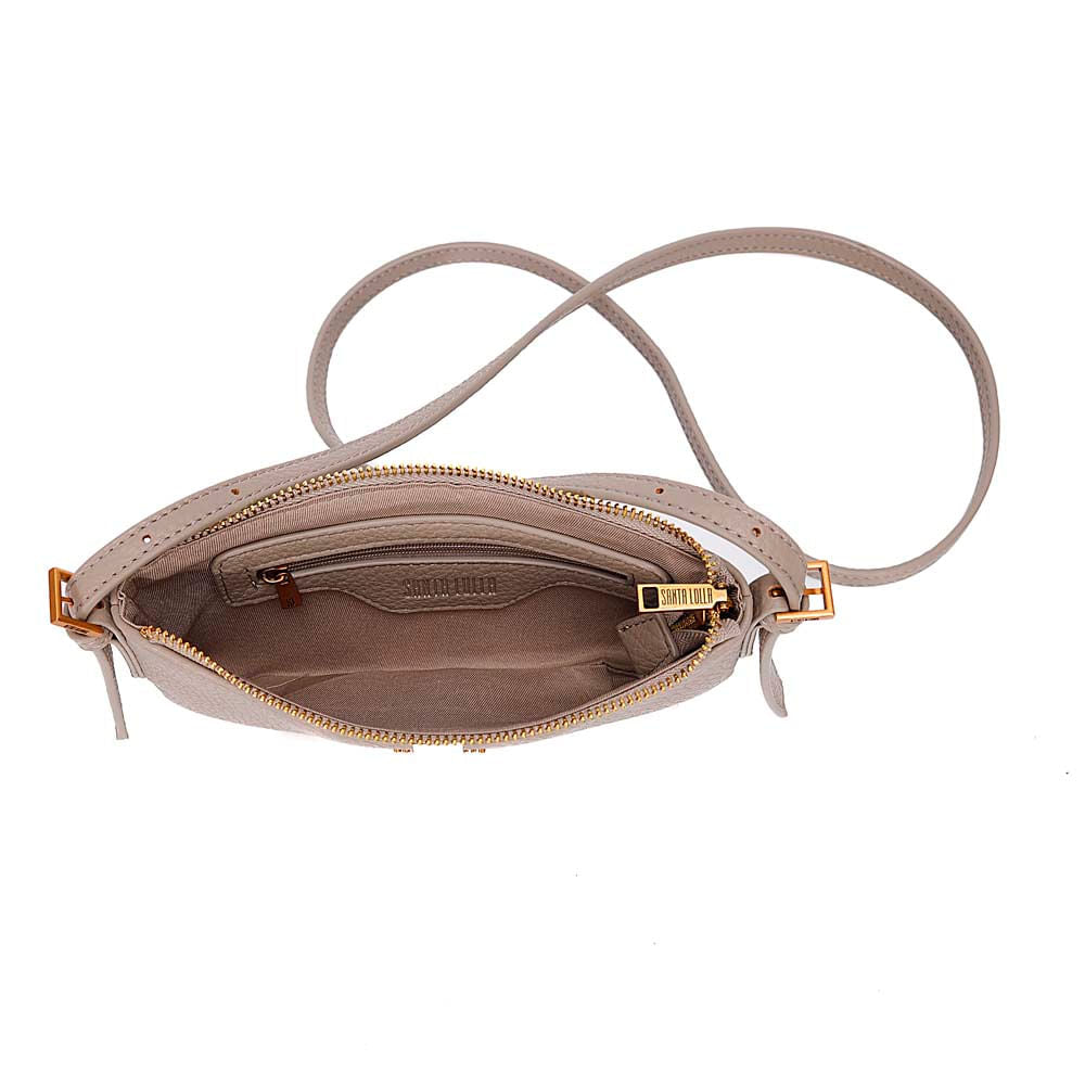 Bolsa Transversal Santa Lolla Bege Floater Zíper Dourado