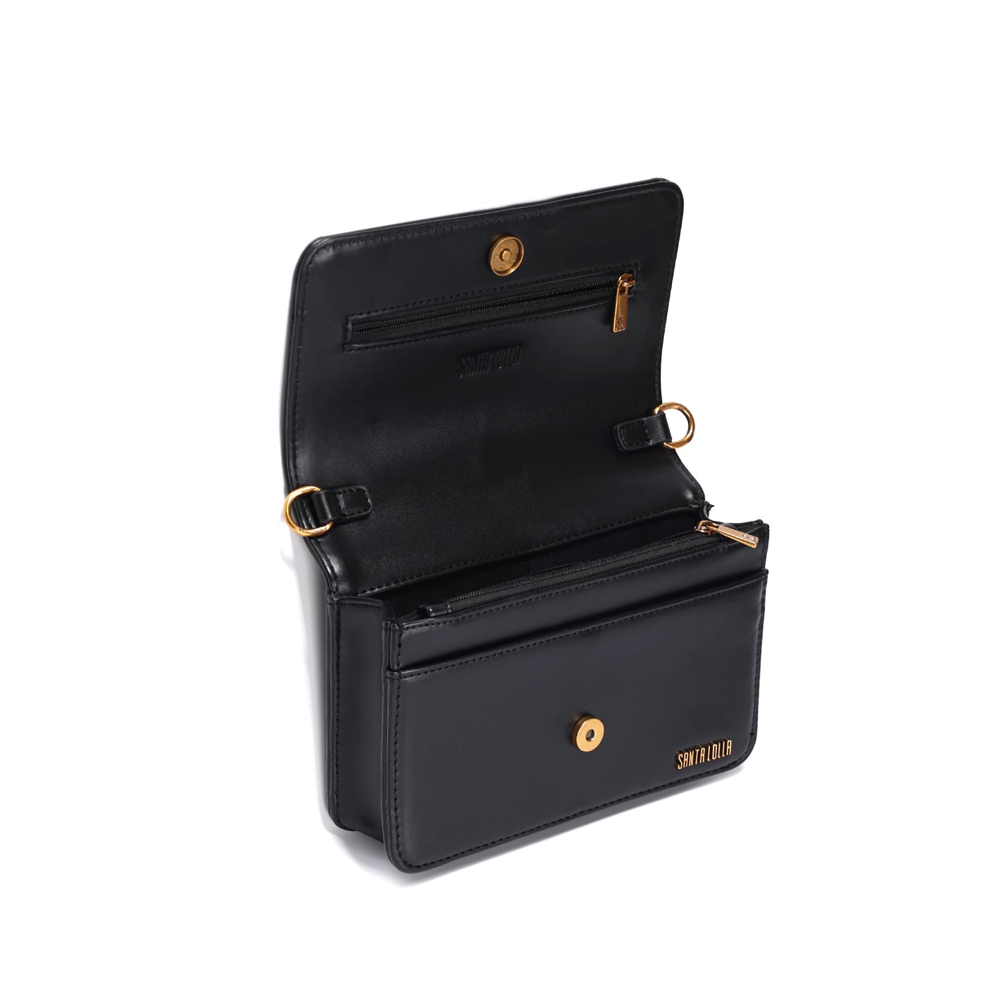 Bolsa Transversal Santa Lolla Preta Aba E Alça Regulável