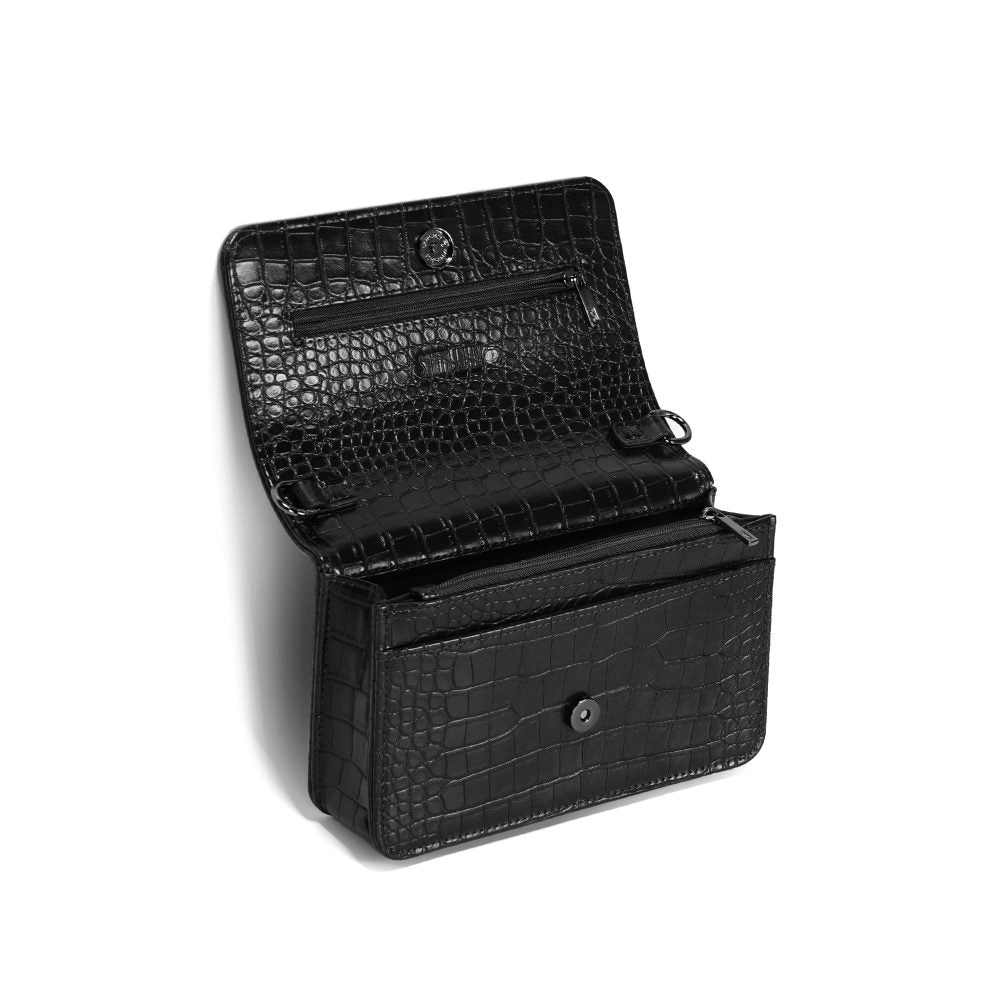 Bolsa Transversal Santa Lolla Preta Croco Corrente