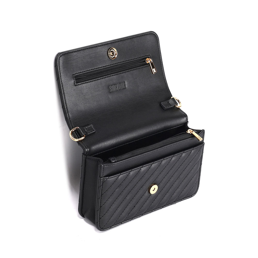 Bolsa Transversal Santa Lolla Preta Matelassê