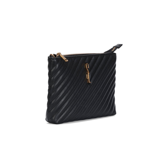 Bolsa Transversal Santa Lolla Preta Matelassê Corrente