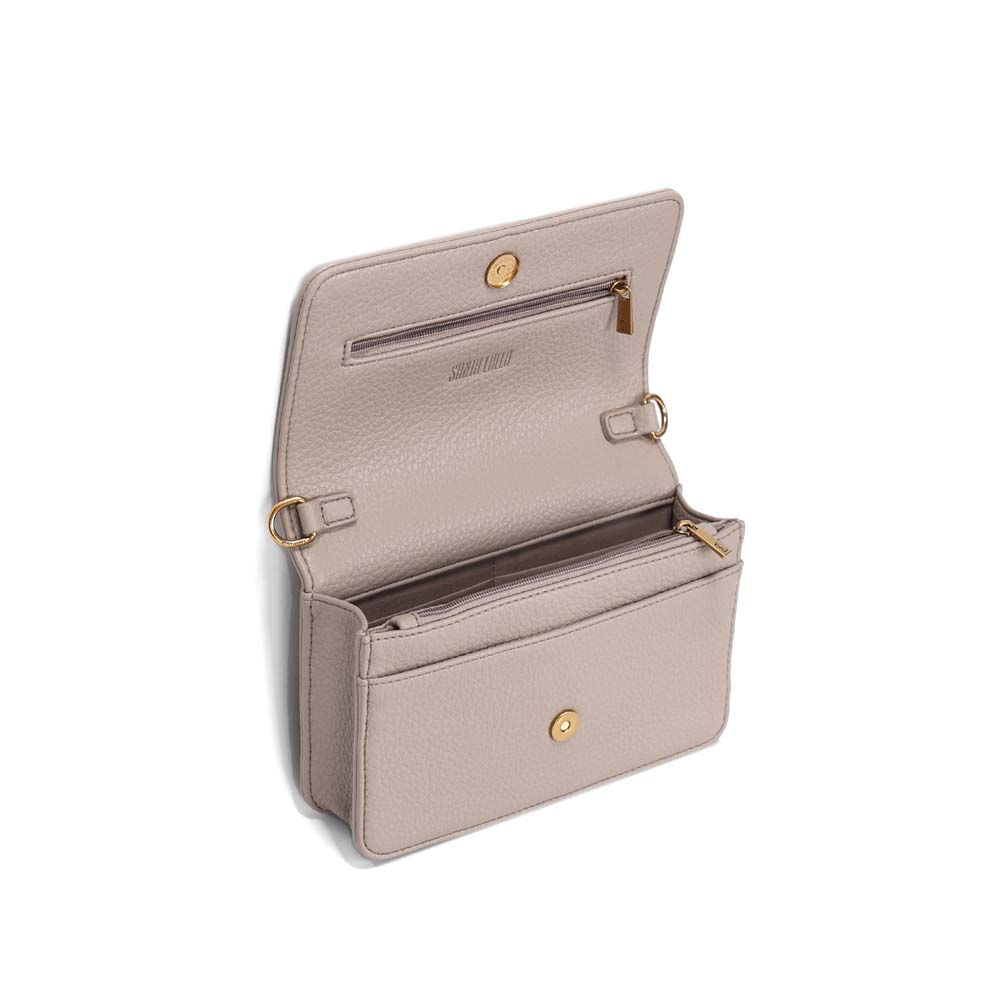 Bolsa Transversal Santa Lolla Taupe Corrente Dourada