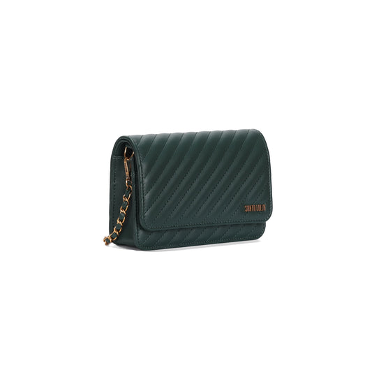 Bolsa Transversal Santa Lolla Verde Matelassê Corrente