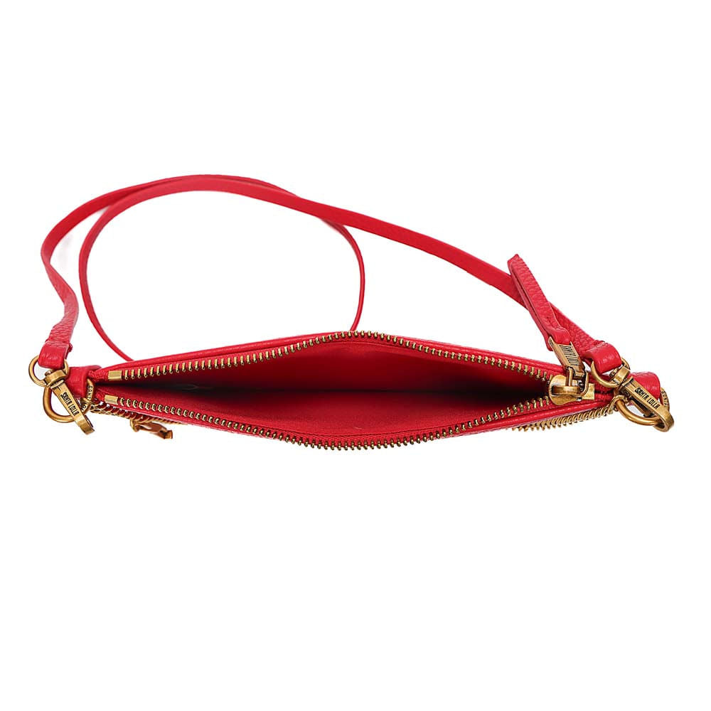Bolsa Transversal Santa Lolla Vermelha Corrente Dourada