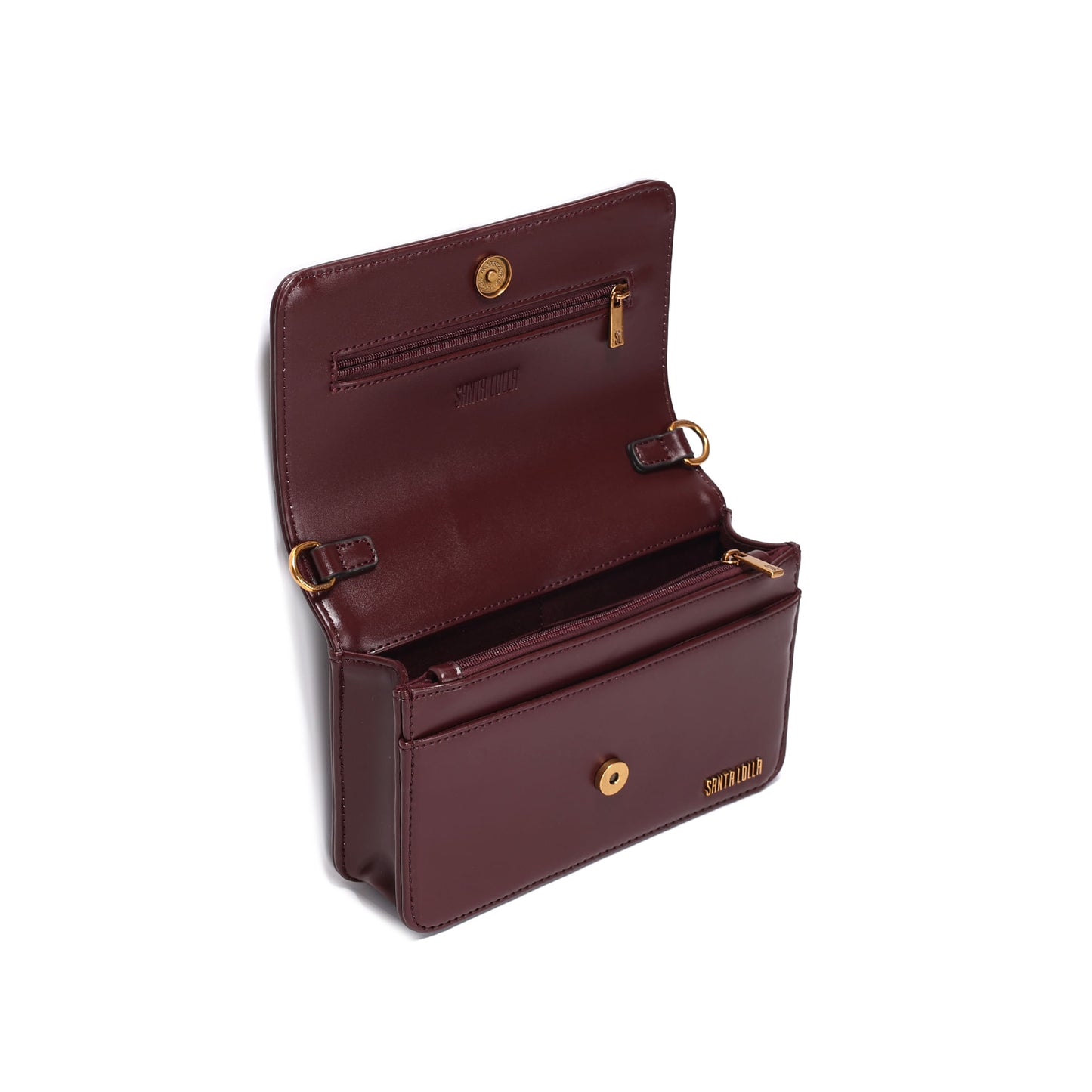 Bolsa Transversal Santa Lolla Vinho Aba E Zíper