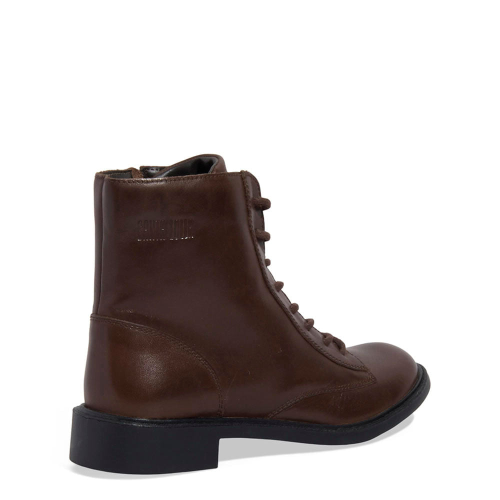 Bota Coturno Santa Lolla Marrom Couro Sola Lisa