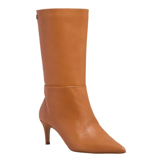 Bota Santa Lolla Caramelo Couro Cano Alto Salto Fino