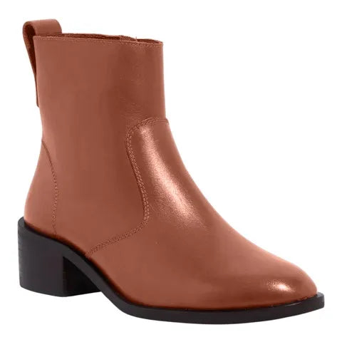 Bota Santa Lolla Caramelo Couro Salto Bloco Baixo