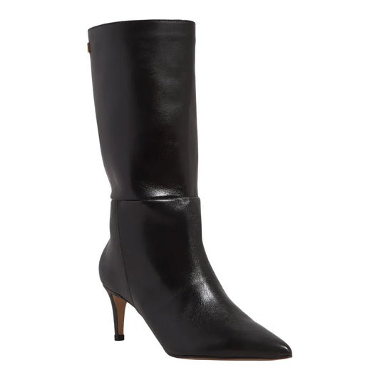 Bota Santa Lolla Preta Couro Cano Alto Salto Fino