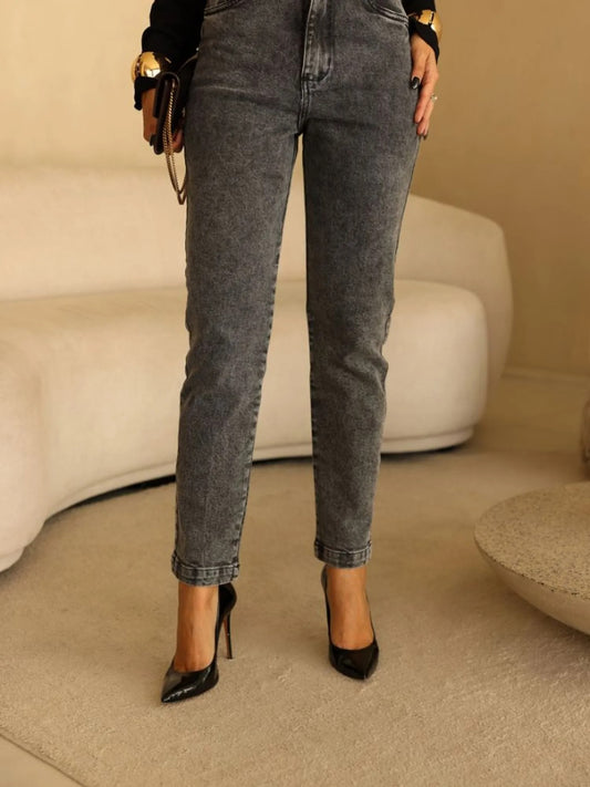 Calca Mom Jeans Botao Prata Jeans Frysaide