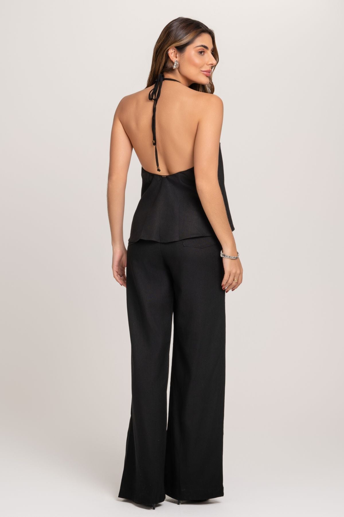 Calça Carla Pantalona Preta Frysaide