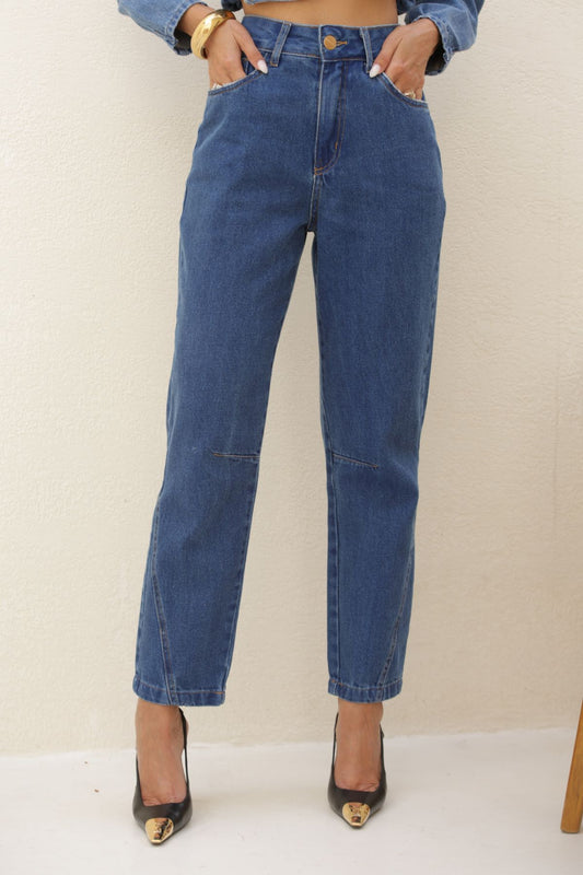 Calça Jeans Balon Frysaide Azul Cintura Alta