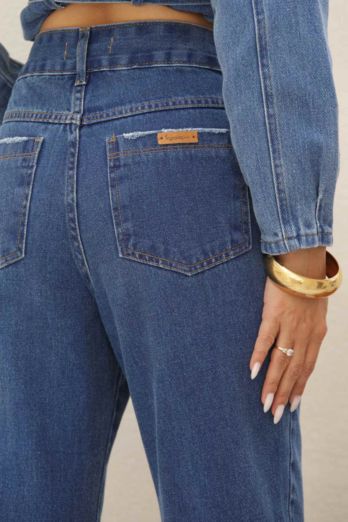 Calça Jeans Balon Frysaide Azul Cintura Alta