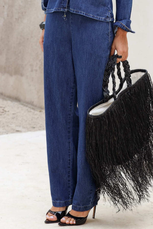 Calça Jeans Reta Frysaide Azul Barra Pespontada