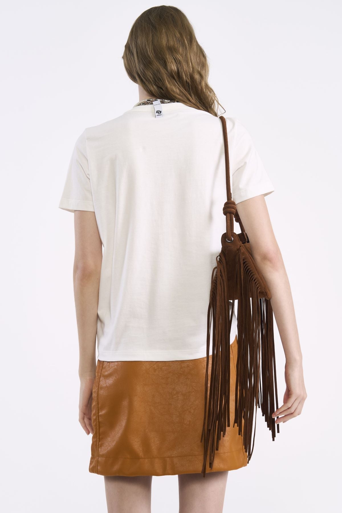 Camiseta Colcci Taupe Gola Redonda Malha Lisa