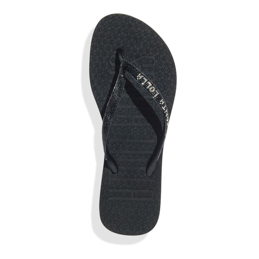 Chinelo Santa Lolla Preto Tiras Brilho