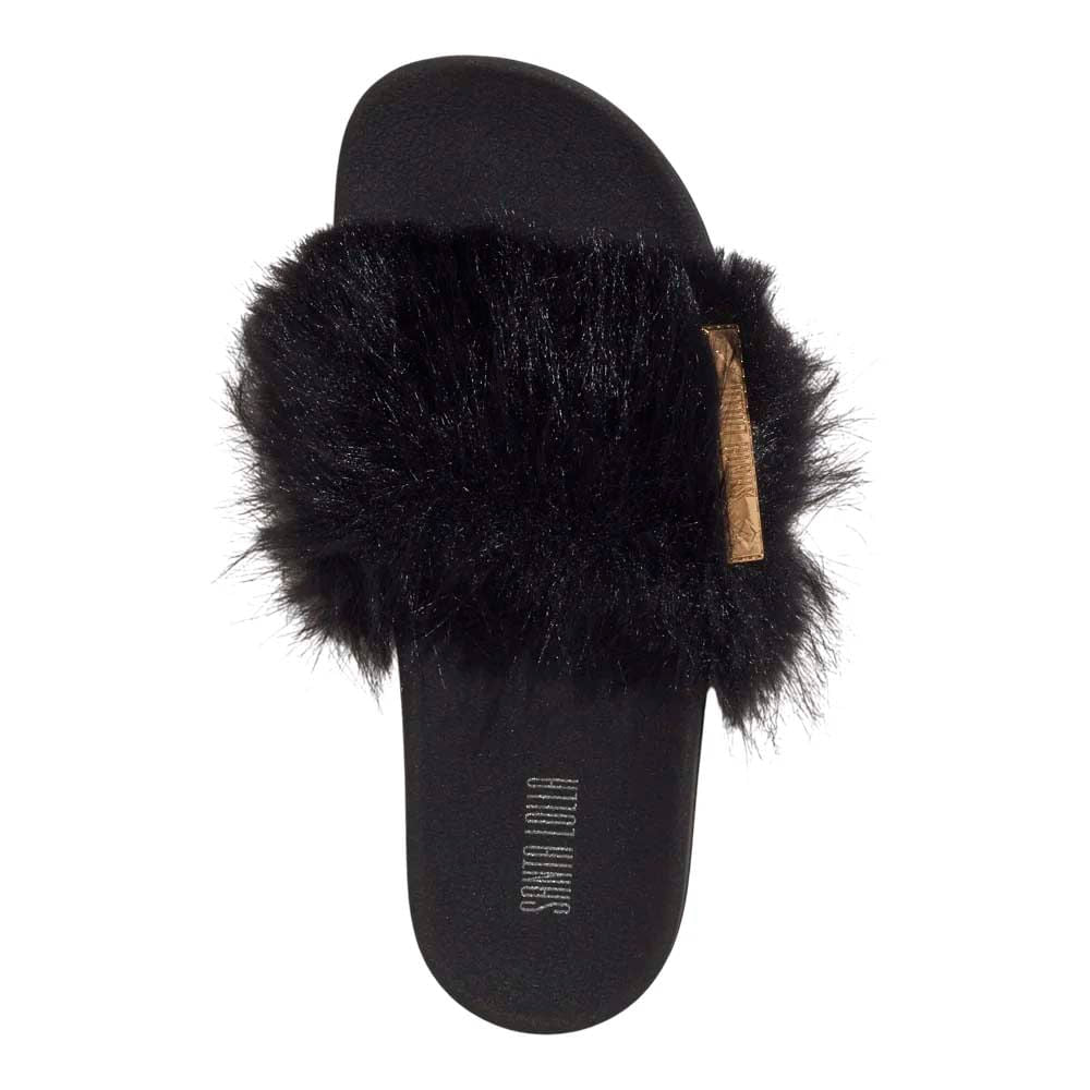 Chinelo Slide Santa Lolla Preto Tira Peluciada
